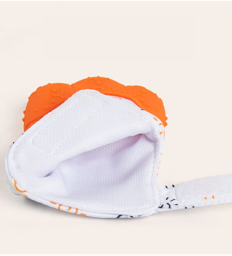 Rokavica z grizalom za masažo dlesni BabyPlanet - Oranžna image 8